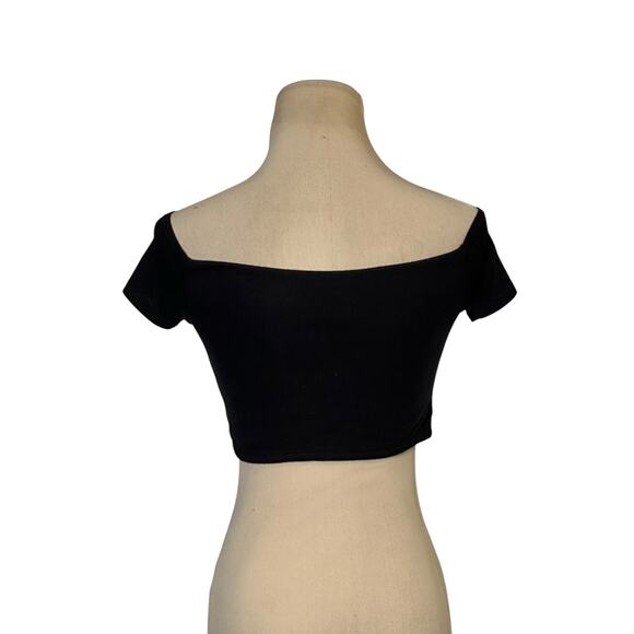 Blue Life black off shoulder short sleeves crop top size XS - Picture 2 of 10